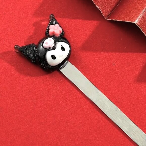 Kuromi Hello Kitty Bookmark Sanrio Silver Tone Metal Goth Emo Scene Reading Book - Picture 2 of 3